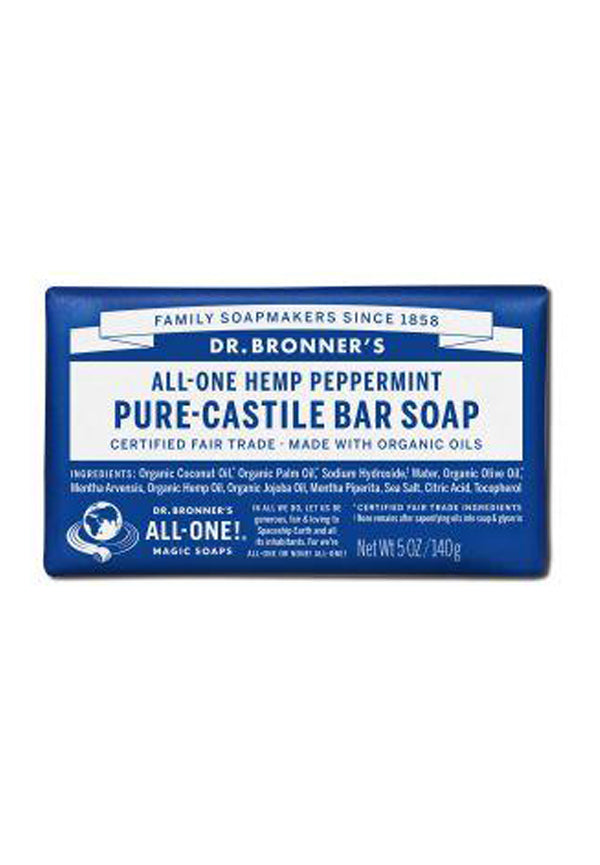Dr Bronner's Organic Bar Soaps Pure Castile Peppermint 5 oz