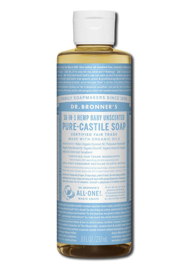Dr Bronner's Liquid Castile Soap Baby Unscented 8 oz