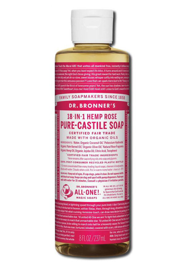 Dr Bronner's Liquid Castile Soap Rose 8 oz